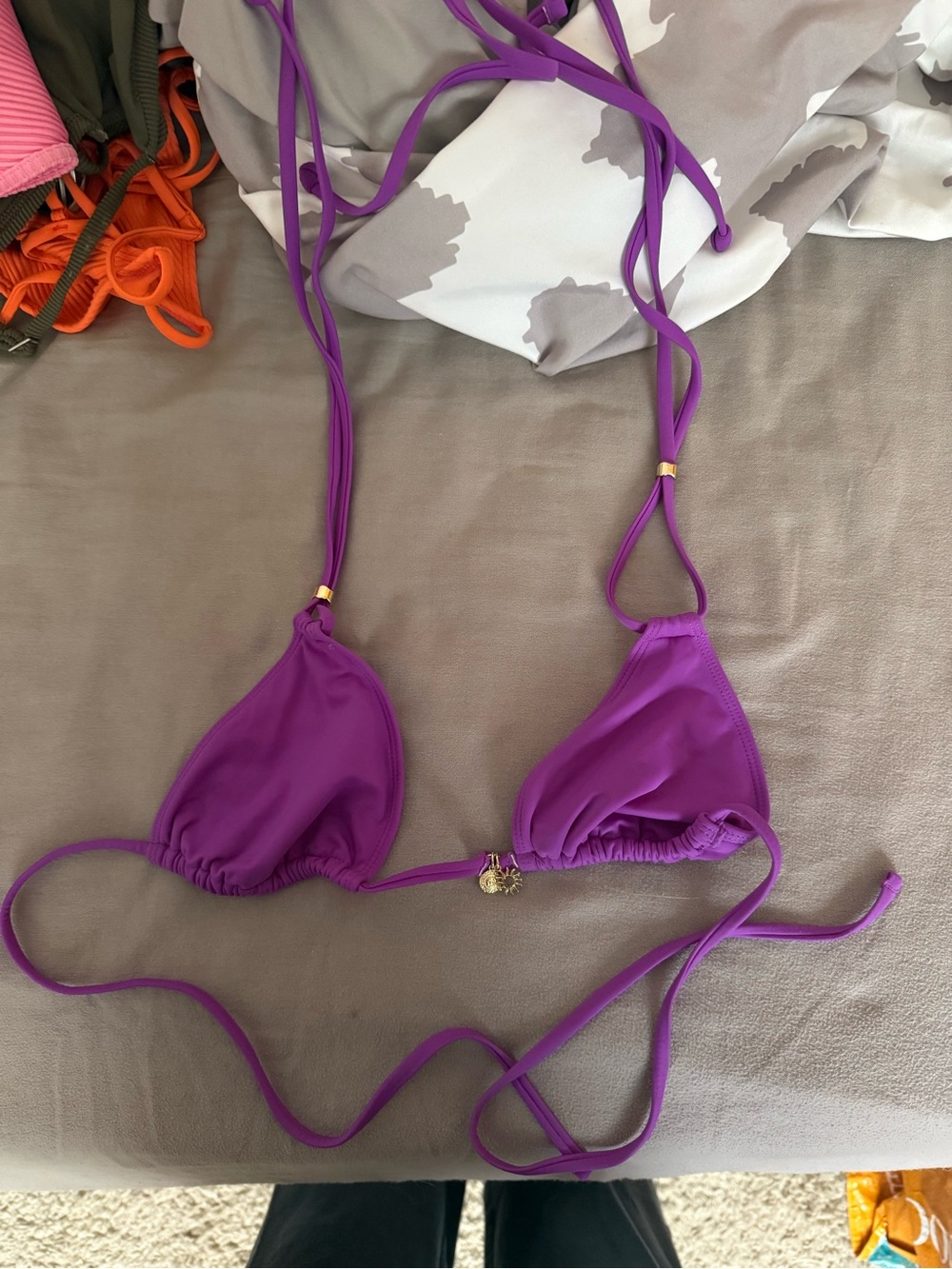 PacSun Purple Triangle String Bikini Top with Gold Accents